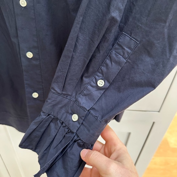 Alex Mill Dark Blue Chantilly Ruffle Shirt - Picture 3 of 5